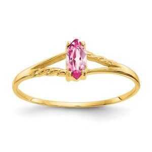 10k Yellow Gold Genuine Pink Tourmaline October Birthstone Ring